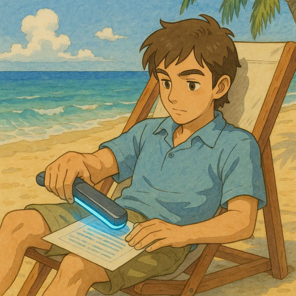 Illustration of a traveler receiving translated medical documents on their phone